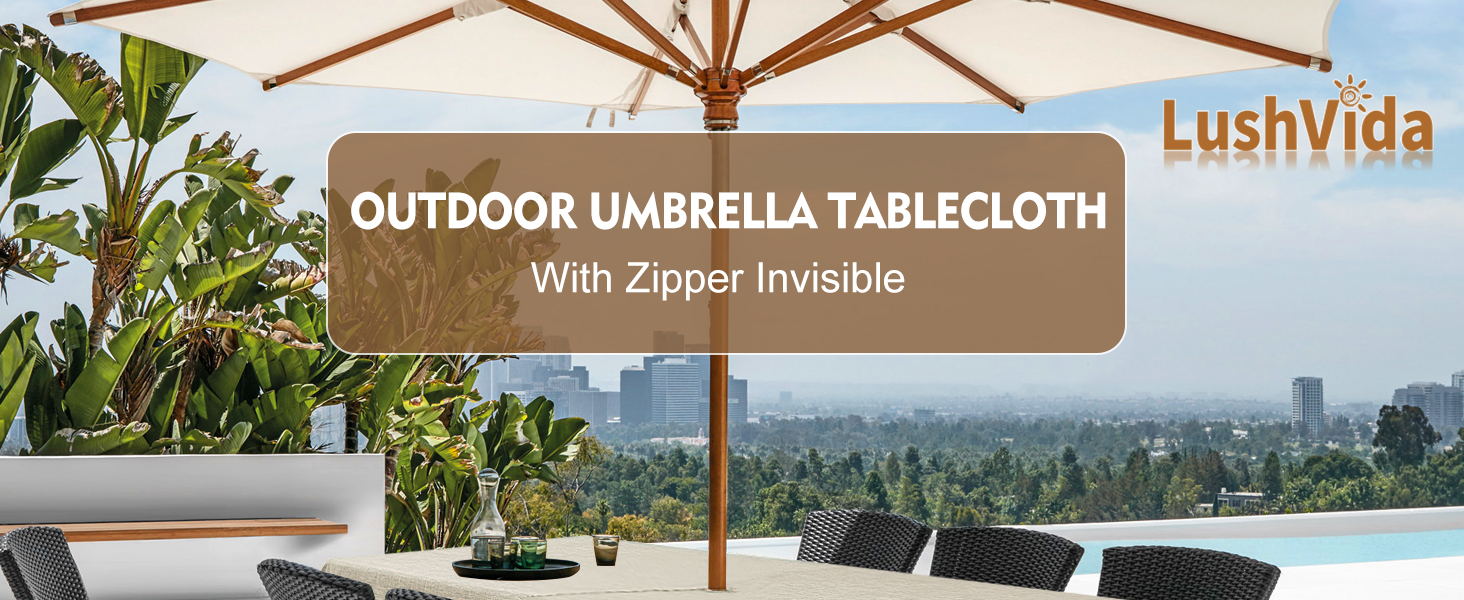 nature linen linen outdoor tablecloth with umbrella hole farmhouse boho rustic