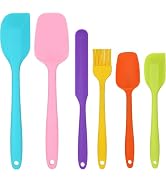HFLYJPYW Spatulas Set of 6, Food Grade Silicone Spatulas Rubber Heat Resistant, Stainless Steel C...