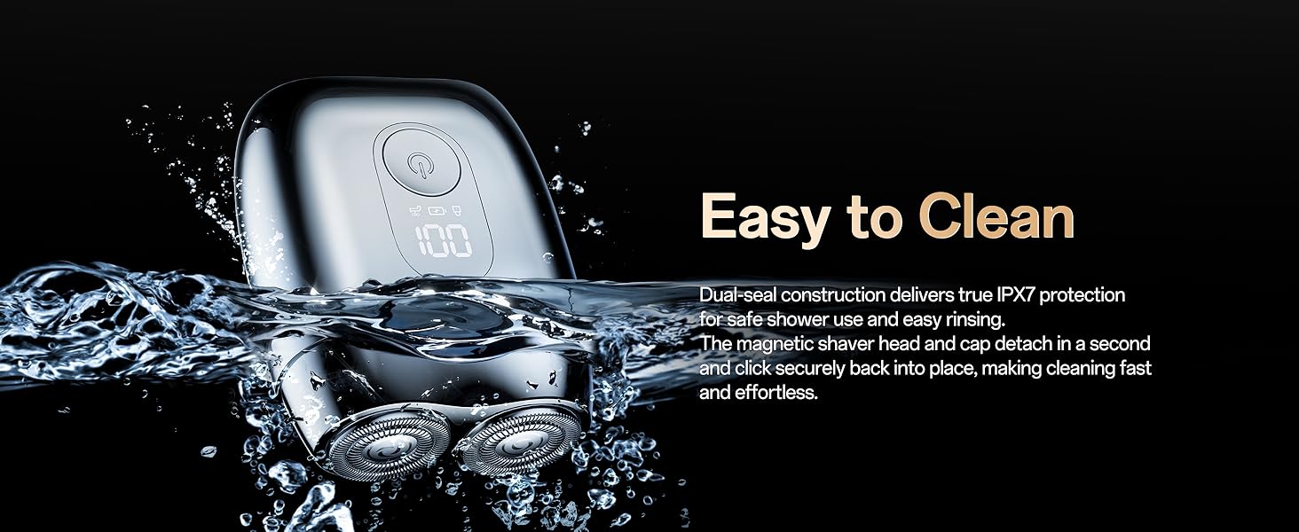 Dual-seal construction delivers true IPX7 protection for safe shower use and easy rinsing.