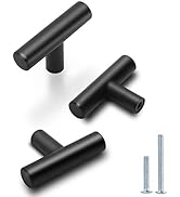 Probrico 12 Pack| 2 Inch Flat Black Cabinet Knobs Euro Bar Pull Single Hole Knobs Drawer Handles ...