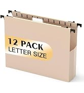 Extra Capacity Plastic Hanging File Folders,12 Pack Reinforced Hang Folder,Heavy Duty 2 Inch Expa...