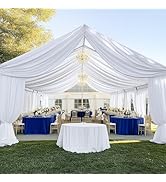 Htper 50ft x 20ft Long Ceiling Drapes for Wedding Parties, Thick Wrinkle Free Polyester Canopy Te...
