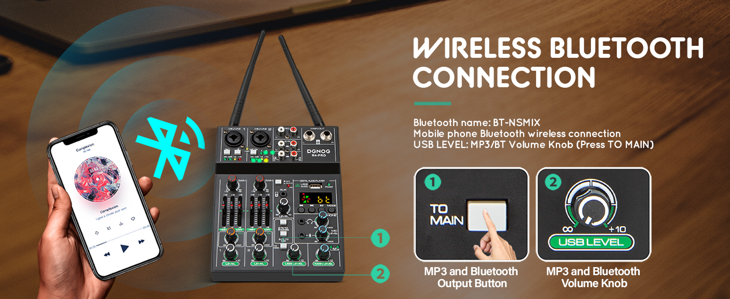 4 channel mixer with karaoke microphone