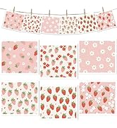 VISSTREE Reusable Swedish Kitchen Dish Cloths, 6 Pack Pink Strawberry Floral Swedish Dishcloths, ...