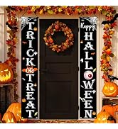 JENFALL Halloween Decorations Outdoor TRICK OR TREAT Happy HALLOWEEN Banner Porch Sign Decor Hall...