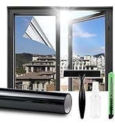 PackYard Window Privacy Film One Way Daytime 17.5 in x 6.5 Ft Static Cling Sun and Heat Blocking ...