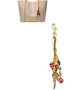 Yzikema Handmade Leather Woven Rope Dice Snail Flower and Feather Keychain,Women Purse Charms Acc...