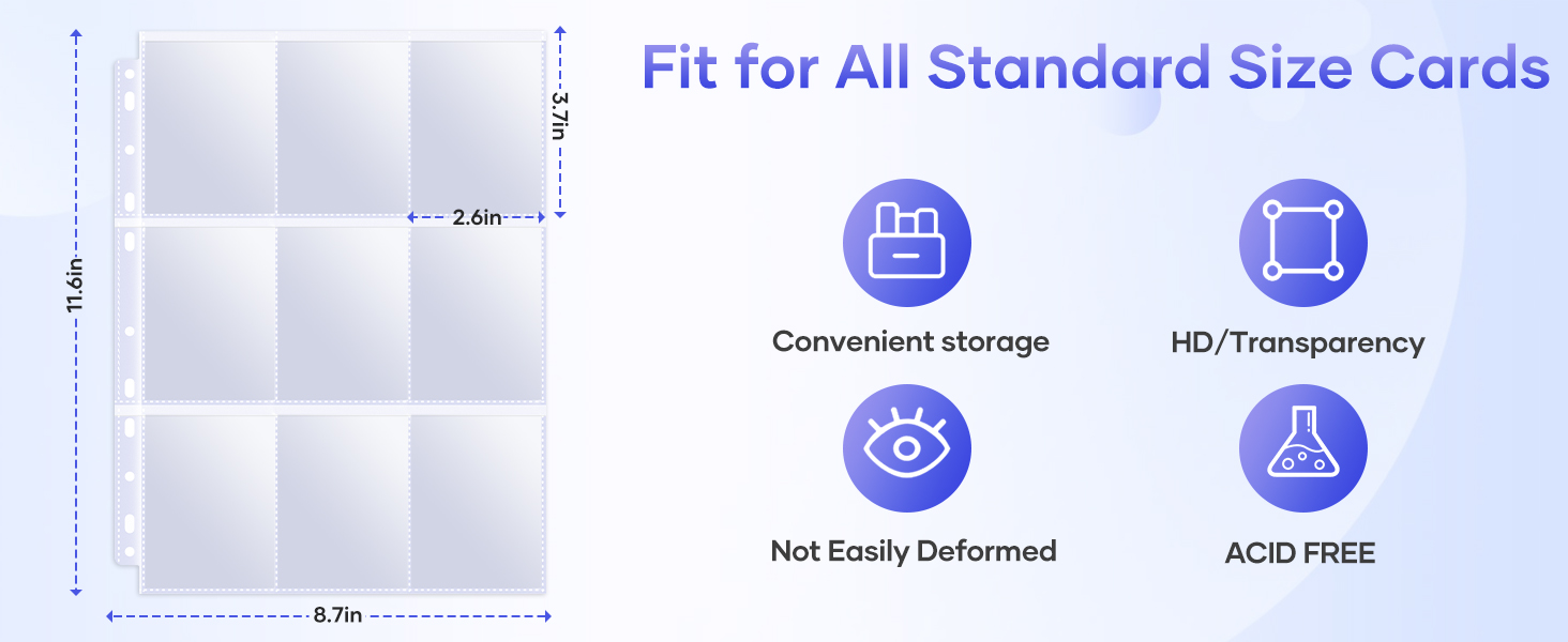 Universal Dimensions: Page Dimensions: 8.7x 11.6;. Pocket Dimensions: 2.6x 3.7;
