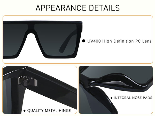 LYZOIT Square Oversized Sunglasses for Women Men Big Flat Top Fashion Shield Large UV Rimless Shades