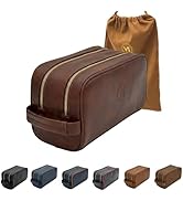 VI PRESTIGE Travel Toiletry Bag For Men, Premium PU Leather, Metal Zippers and Bottom Studs, Trav...