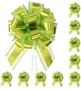 TIMESEEK 10-Pack Lime Green Pull Bows for Gift Wrapping - 6 Inch Reusable Ribbon Bows, Large Inst...