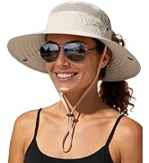 FURTALK Sun Hats for Women with Ponytail Hole Beach Hiking Summer Wide Brim Outdoor UV Protection...