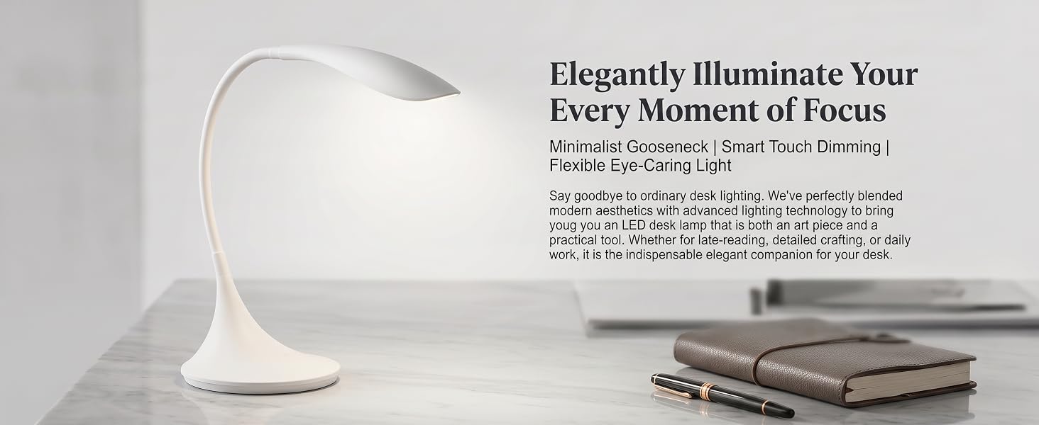 GOOSE-NECK LAMP ON DESK