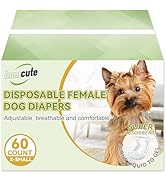 IMMCUTE Dog Heat Diapers Female, X-Small, 60 Count, Breathable & Adjustable Disposable Dog Diaper...