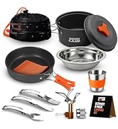 Smokey Camp Camping Cookware Mess Kit Set with Stove - Backpacking Camping Pots and Pans Set, All...
