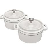 Flavehc Mini Cocotte 16 oz Mini Dutch Oven 0.5 qt. Cast Iron Garlic Roaster for Oven Garlic Confi...