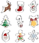 Christmas Cookie Cutters Set- 9 Piece Stainless Steel Winter Holiday Metal Shapes-Christmas tree,...