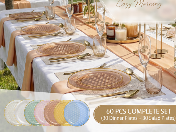clear brown plates