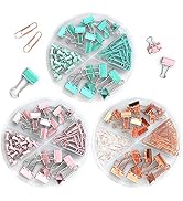 Teskyer Small Binder Clips and Paper Clips Push Pins Tacks Set, Total 216 Pcs Office Clips Kits w...