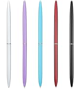 5 Pieces Metal Ballpoint Pen Set, Black Ink Slim Lightweight Smooth Writing Pen, for Business Off...