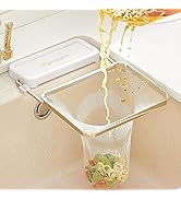 Sink Hanging Drain Basket Stainless Steel Corner Sink Strainer Basket Holder with 50 Pcs Filter M...