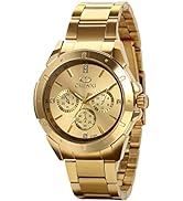 Avaner Men's Gold Watch Analog Quartz Rhinestone Wrist Watch with Stainless Steel Band for Hallow...