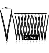 WEZEBEL 24-Pack Black Breakaway Lanyards for id Badges, Polyester Neck Straps for ID Cards, Keys,...
