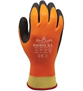 SHOWA XW300 Insulated Winter Work Gloves, ANSI A5 Cut Resistant, Thermal Crinkle Grip for Cold St...