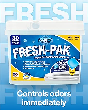 fresh pak controls odors for black tank in rv camper boat