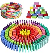 MCPINKY 360 PCS Colorful Wooden Domino Blocks, 12 Bulk Domino Blocks Racing Toy Educational Tile ...