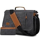 Messenger Bag for Men 15.7-17.3 Inch: 2PCS Laptop Bag Work Bag Leather Canvas Briefcase