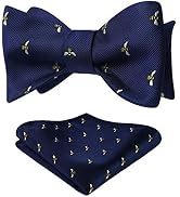 HISDERN Self Tie Bow Ties for Men Animal Fun Bowties Pocket Square Woven Silk Bowtie Handkerchief...