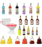 MEMOVAN Toilet Cake Topper 1PC and Miniature Wine Bottles Cake Cupcake Toppers 21PCS, Funny Mini ...