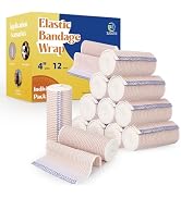ZJCCTO 12 Pack Elastic Bandage Wrap | 4" Medical Bandage Wrap with Hook-and-Loop Fasteners on Bot...