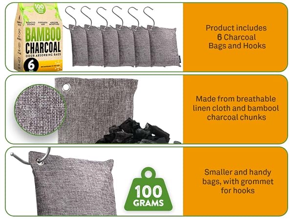 odor charcoal absorber eliminator bags air bamboo deodorizer activated closet bag car purifying