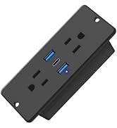 HHSOET 5 in 1 Recessed Power Strip Flat Plug, 65W Fast Charging Furniture Outlet with USB, Confer...