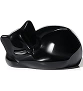 YATOJUZI 2" Cat Decors Statue Black Obsidian Crystals Sleeping Cats Polished Gemstone Hand-Carved...