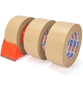 ADHES Coated Kraft Packing Tape with Dispenser, 2 Inch x 55 Yards, Heavy Duty Water Resistant Kra...