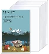 AKONEGE 12PCS 11x17 Rigid Print Protectors Hard Plastic Sheet Protectors, Clear Heavy Duty Top Lo...