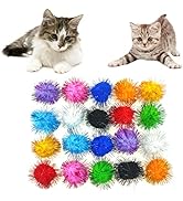 Andiker Cat Sparkle Balls, 1.5 Inches 20pcs Colorful Tinsel Cat Glitter Balls Chew and Chase Cat ...