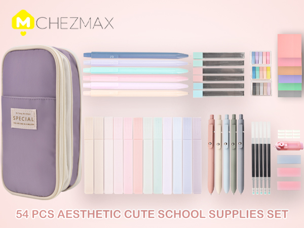 Chezmax Special Four Candies 39 Pcs Aesthetic School Bible Study Supplies Pens Pouch Journaling Kit