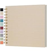 Cherrich Small Scrapbook 7x7 Inch, Linen Photo Album Mini Scrap Book, Kraft White Pages Memory Bo...