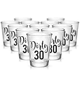 Dirty 30 Shot Glasses 30th Birthday Party Favors, Dirty Thirty Birthday Decorations for Her and H...