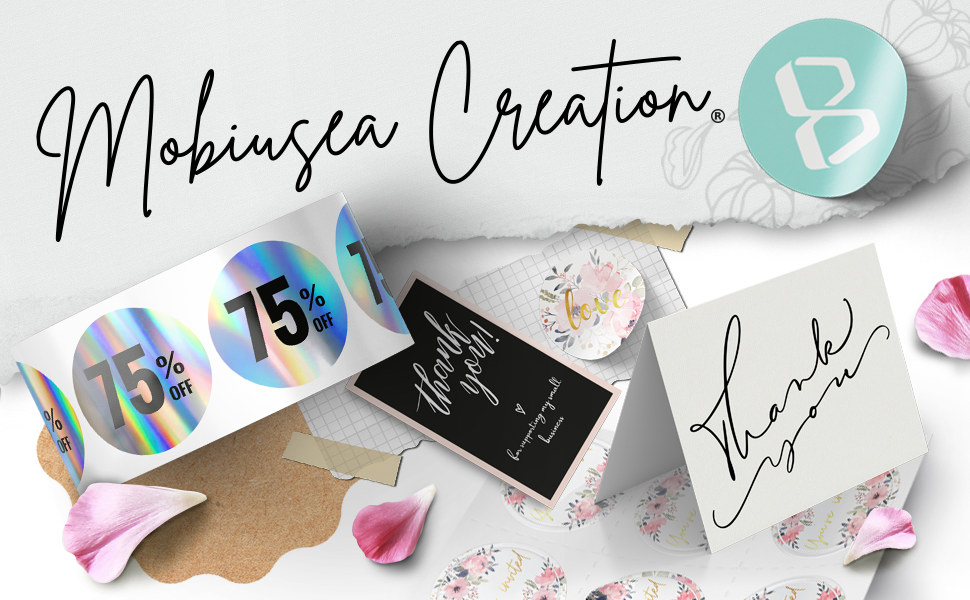 Mobiusea Creation stickers holographic small business thank you stickers events holidays