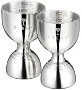 Etens Cocktail Jigger with Measurements 2 Pack, Bar Jigger 2 oz 1 oz Stainless Steel, Alcohol Mea...