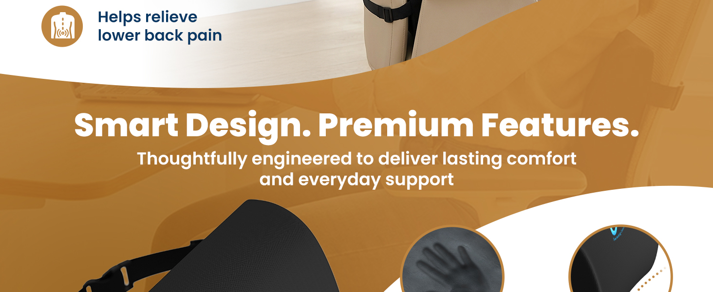 Lumbar Support Pillow Office Chair Memory Foam Back Cushion Car Seat Posture