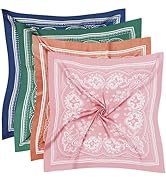 Fishinsea 4 Pcs 27.5'' x 27.5'' Large Bandanas Silk Square Head Scarfs Scarves Bandanas Neck Scar...