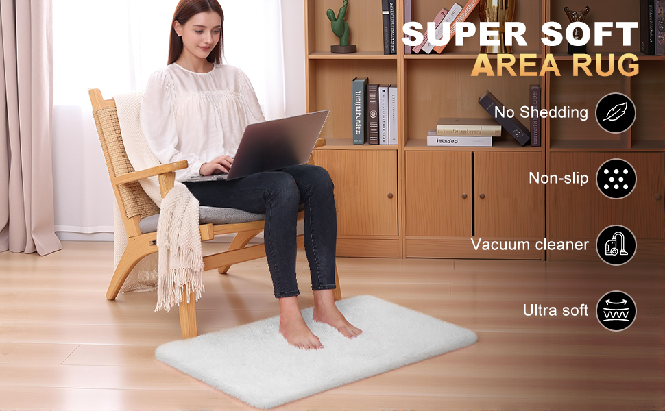 2x3 Cream White Rugs for Bedroom