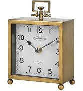 NIKKY HOME Small Gold Table Clock, Silent Non-Ticking Classic Battery Operated Decorative Mantel ...