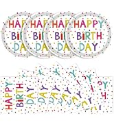 KFJBPB 40 Pcs Birthday Plates and Napkins Party Supplies, Disposable Happy Birthday Plates and Na...